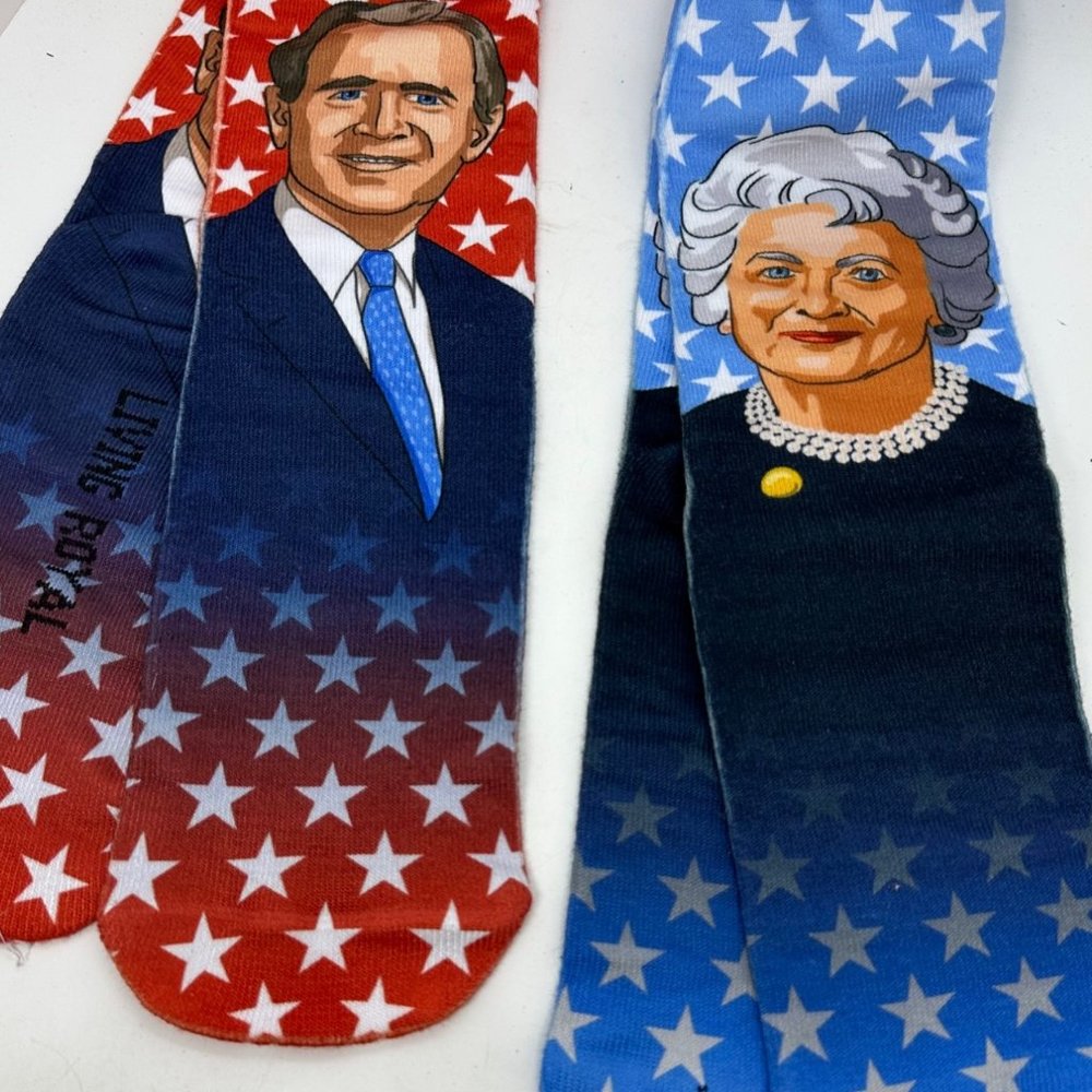 Living Royal Socks George H.W. Bush 41 President Barbara Crew Flag Patriotic Sta